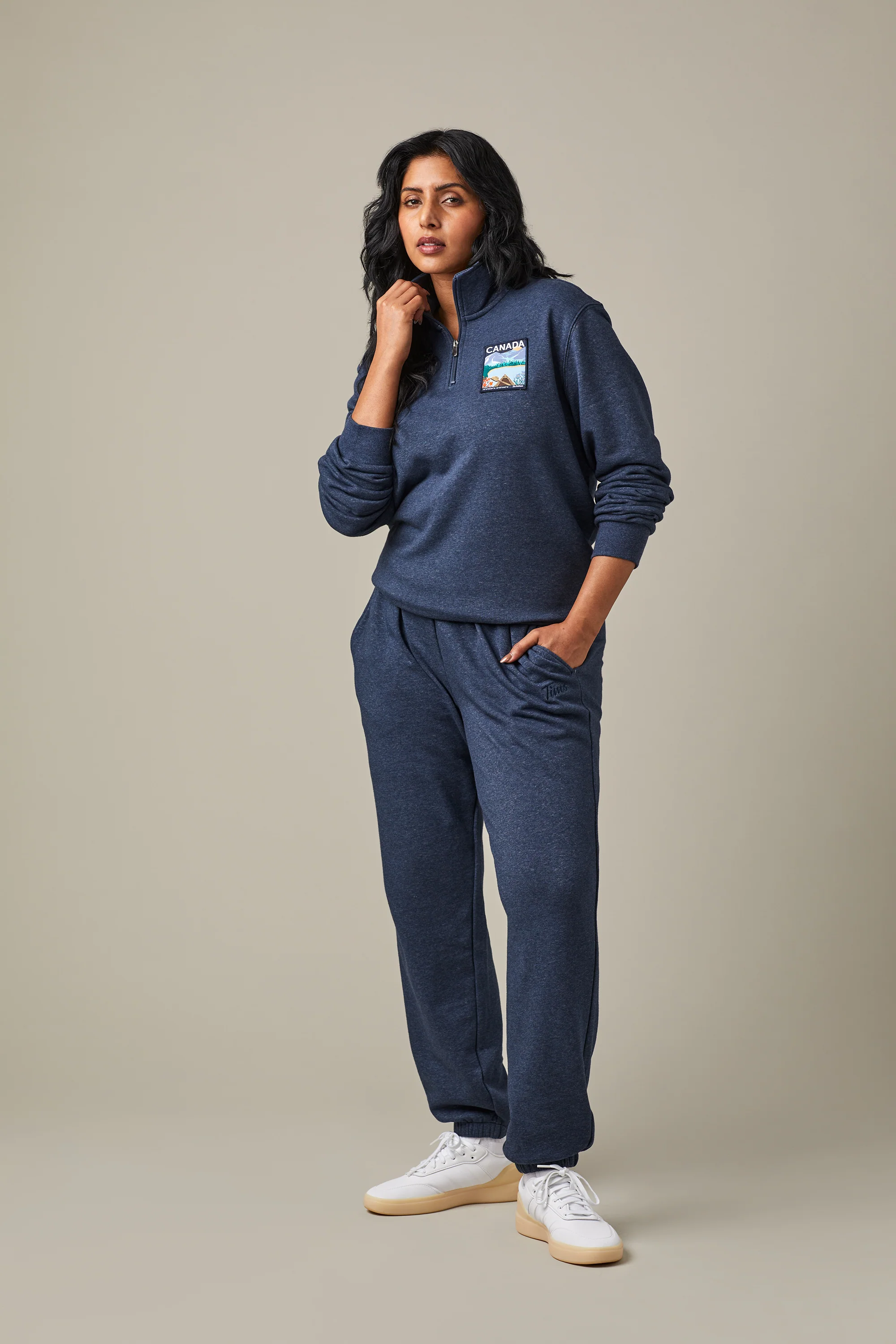 Canada Unisex French Terry Quarter Zip - Navy Marl - Image 5
