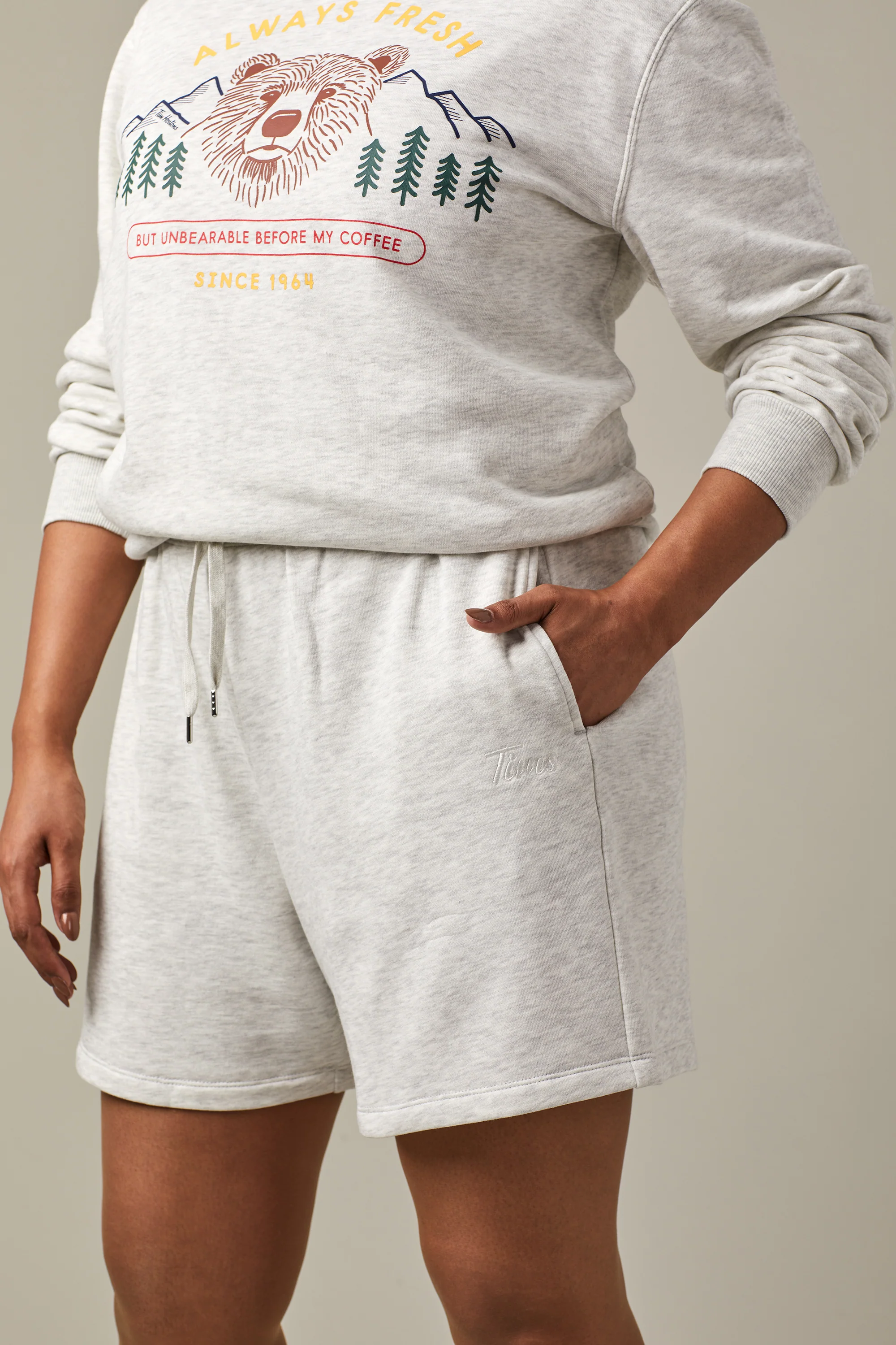 Tims Unisex French Terry Shorts - Cloud Marl 6" - Image 4